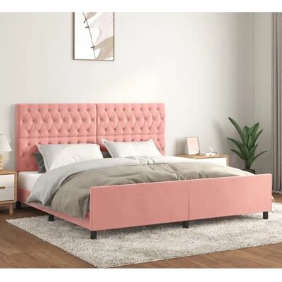 Maison Chic Bettgestell - Verstellbares rosa Samtbett 200x200 Maison Chic Bettgestell - Verstellbares rosa Samtbett 200x200