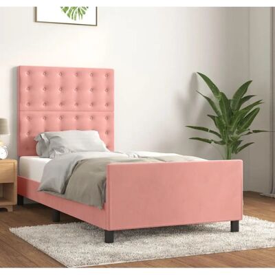 vidaXL Bettgestell Rosa - Verstellbares Samtbettrahmen mit Kopfteil vidaXL Bettgestell Rosa - Verstellbares Samtbettrahmen mit Kopfteil