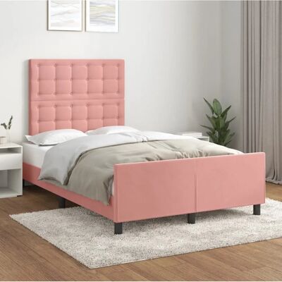vidaXL Bettgestell mit Samt-Kopfteil - 120x200 cm - Rosa - Bettgestell vidaXL Bettgestell mit Samt-Kopfteil - 120x200 cm - Rosa - Bettgestell