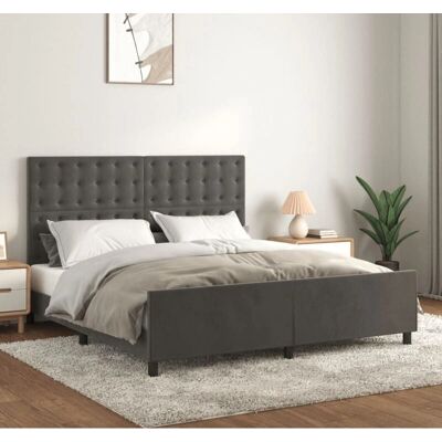 MAISONCHIC Bettgestell mit Kopfteil - 160x200cm - Samtgepolstert - Grau MAISONCHIC Bettgestell mit Kopfteil - 160x200cm - Samtgepolstert - Grau