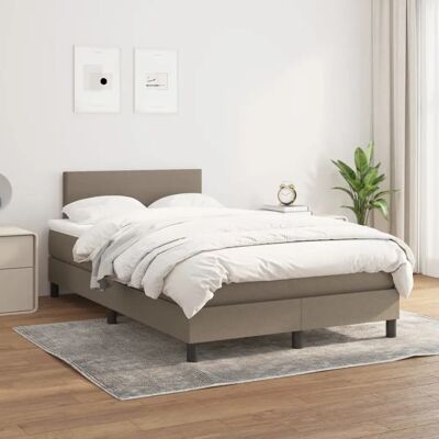 vidaXL Graues Taupe Matratze Bett mit Kopfteil - Bett vidaXL Graues Taupe Matratze Bett mit Kopfteil - Bett