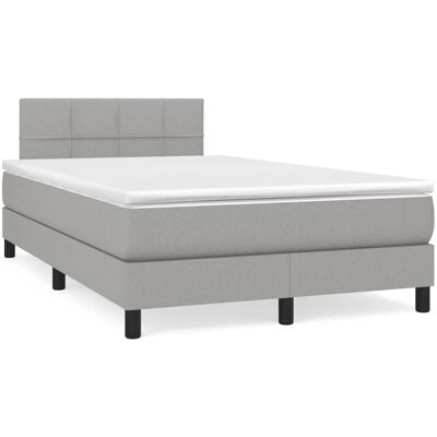 vidaXL Hellgraues Stoffbett mit Matratze - Bett vidaXL Hellgraues Stoffbett mit Matratze - Bett