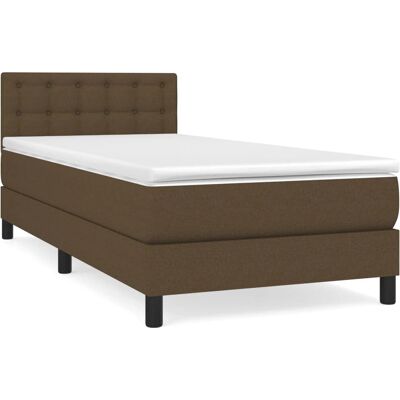 vidaXL Dunkelbraune Einzelbett mit Taschenfederkernmatratze - Bett vidaXL Dunkelbraune Einzelbett mit Taschenfederkernmatratze - Bett