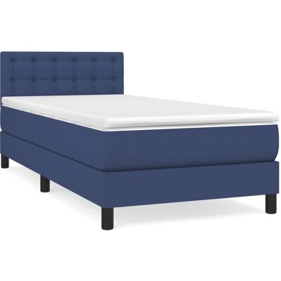 vidaXL Bett - Blau, Verstellbares Kopfteil, Taschenfederkernmatratze - Bett vidaXL Bett - Blau, Verstellbares Kopfteil, Taschenfederkernmatratze - Bett