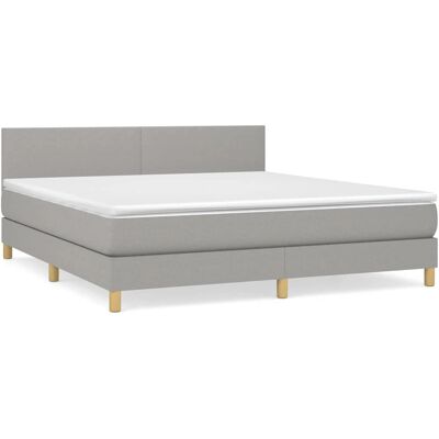 vidaXL Boxspringbett, 200x200cm, Hellgrau - Bett vidaXL Boxspringbett, 200x200cm, Hellgrau - Bett
