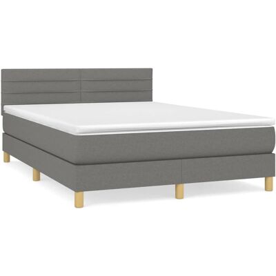 vidaXL Dunkelgraues Bett - Matratze, Kopfteil, Rahmen vidaXL Dunkelgraues Bett - Matratze, Kopfteil, Rahmen