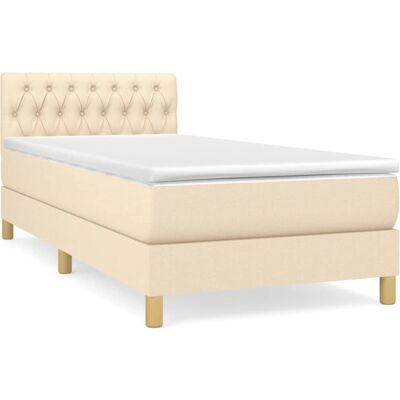 VidaXL Bett - Creme - Verstellbares Kopfteil - Taschenfederkernmatratze - Mittelfeste Unterstützung VidaXL Bett - Creme - Verstellbares Kopfteil - Taschenfederkernmatratze - Mittelfeste Unterstützung