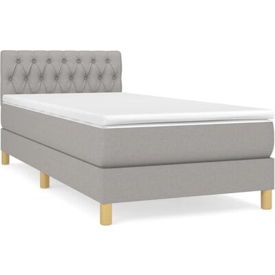 vidaXL Hellgraues Bett - Verstellbares Kopfteil - Taschenfederkernmatratze - Bettgestell vidaXL Hellgraues Bett - Verstellbares Kopfteil - Taschenfederkernmatratze - Bettgestell