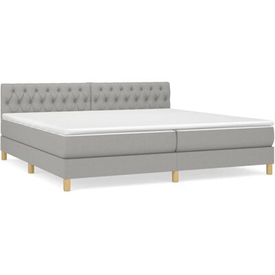 vidaXL 3140881 Bett - Hellgrau, 200x200 cm, Stoff, Matratze vidaXL 3140881 Bett - Hellgrau, 200x200 cm, Stoff, Matratze