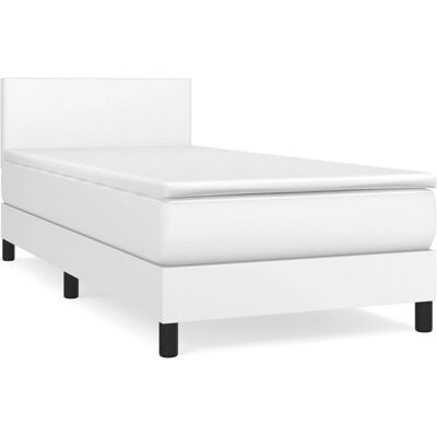 vidaXL Bett - Höhenverstellbares Kopfteil, Taschenfederkernmatratze, Weiß - Bett vidaXL Bett - Höhenverstellbares Kopfteil, Taschenfederkernmatratze, Weiß - Bett