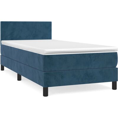 vidaXL Bett mit Samt Dunkelblau 90x190 - Bett vidaXL Bett mit Samt Dunkelblau 90x190 - Bett