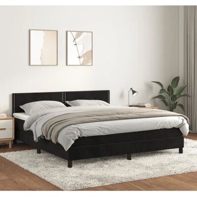 Maisonchic Schwarzes Samtbetten mit Matratze - Bett Maisonchic Schwarzes Samtbetten mit Matratze - Bett