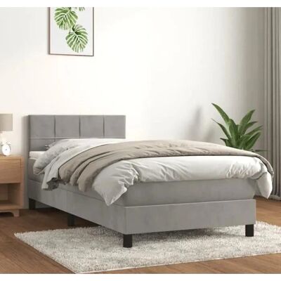 MAISONCHIC Bett Hellgrau Samt 100x200cm - Bett MAISONCHIC Bett Hellgrau Samt 100x200cm - Bett