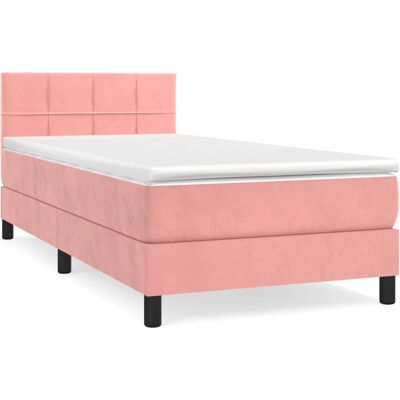 vidaXL Rosa Samt Bett - Verstellbares Kopfteil, Taschenfederkernmatratze - Bett vidaXL Rosa Samt Bett - Verstellbares Kopfteil, Taschenfederkernmatratze - Bett