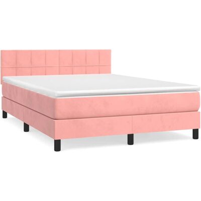 vidaXL Rosa Samtbett mit Verstellbarem Kopfteil - Bett vidaXL Rosa Samtbett mit Verstellbarem Kopfteil - Bett