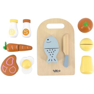 Tryco Houten Snijplank met Eten - Rollenspel Speelgoed Tryco Houten Snijplank met Eten - Rollenspel Speelgoed
