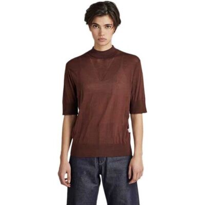 Pull en maille Core Mock Neck - Brun - Cotton - Taille M Pull en maille Core Mock Neck - Brun - Cotton - Taille M