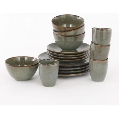 Mica Decorations Groene Keramische Servieset voor 4 personen Mica Decorations Groene Keramische Servieset voor 4 personen