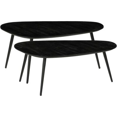 Mica Decorations Ensemble de 2 Tables Jailey en Bois Recyclé - Noir - Publicité Mica Decorations Ensemble de 2 Tables Jailey en Bois Recyclé - Noir - Publicité