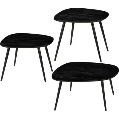 Ensemble de 3 Tables Jailey en Bois Recyclé - Mica Decorations - Publicité Ensemble de 3 Tables Jailey en Bois Recyclé - Mica Decorations - Publicité