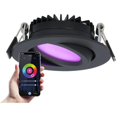 HOFTRONIC SMART Smart LED inbouwspot Rome - Zwart - 6W - WLAN & Bluetooth - RGBWW - IP44 - Dimbaar - Kantelbaar HOFTRONIC SMART Smart LED inbouwspot Rome - Zwart - 6W - WLAN & Bluetooth - RGBWW - IP44 - Dimbaar - Kantelbaar
