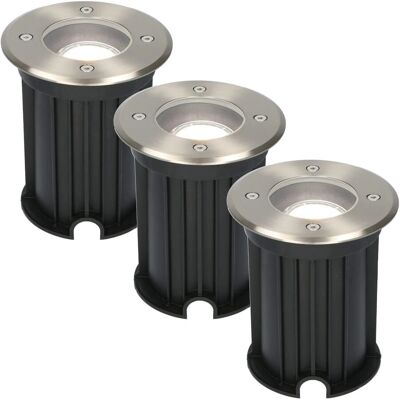HOFTRONIC Maisy 3x dimbare LED grondspot - RVS - 6000K - 5W - IP65 HOFTRONIC Maisy 3x dimbare LED grondspot - RVS - 6000K - 5W - IP65