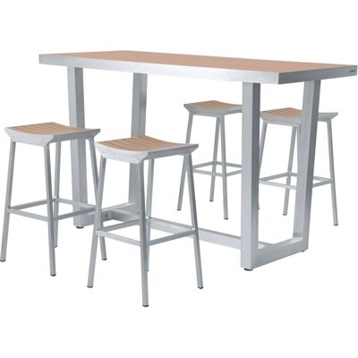 Axi Tuin Bar Set - Aluminium & Houtlook - 4 Stoelen Axi Tuin Bar Set - Aluminium & Houtlook - 4 Stoelen