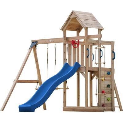 Axi Holzspielturm mit Schaukeln, Rutsche & Kletterwand - Spielplatzset Axi Holzspielturm mit Schaukeln, Rutsche & Kletterwand - Spielplatzset
