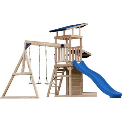 Tour de jeu en bois AXI Malik avec double balançoire et toboggan - Aire de jeux - Publicité Tour de jeu en bois AXI Malik avec double balançoire et toboggan - Aire de jeux - Publicité
