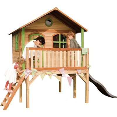 Casa de juegos Sophie de Axi - Casa de madera con tobogán y balcón Casa de juegos Sophie de Axi - Casa de madera con tobogán y balcón