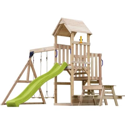 Axi Zedernspielturm mit Rutsche und Doppel-Schaukeln - Kinderspielplatz Axi Zedernspielturm mit Rutsche und Doppel-Schaukeln - Kinderspielplatz