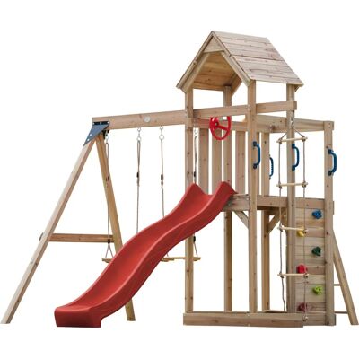 Tour de Jeu en Bois AXI Moos avec Balancelles et Toboggan - Parc - Publicité Tour de Jeu en Bois AXI Moos avec Balancelles et Toboggan - Parc - Publicité