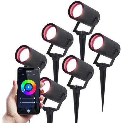 HOFTRONIC 6x Slimme tuin spots - Zwart - WiFi+Bluetooth - IP65 - LED HOFTRONIC 6x Slimme tuin spots - Zwart - WiFi+Bluetooth - IP65 - LED