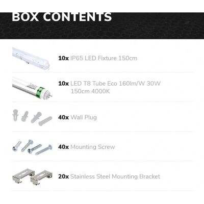 HOFTRONIC 10x LED Wannenleuchte IP65 - LED Batten Light HOFTRONIC 10x LED Wannenleuchte IP65 - LED Batten Light