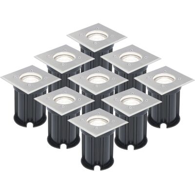 V-TAC 9x Dimbare LED Grondspot - Vierkant - RVS - 6000K Daglicht - 5W - IP65 Waterdicht - 3 Jaar Garantie V-TAC 9x Dimbare LED Grondspot - Vierkant - RVS - 6000K Daglicht - 5W - IP65 Waterdicht - 3 Jaar Garantie