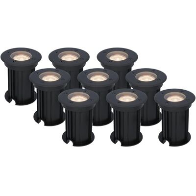 HOFTRONIC 9-delige set Maisy Rond Zwart GU10 2700K - Grondspot HOFTRONIC 9-delige set Maisy Rond Zwart GU10 2700K - Grondspot