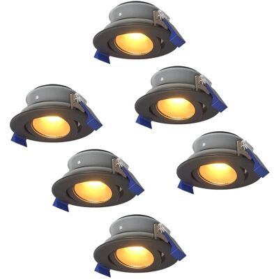 HOFTRONIC Satz von 6 Lima LED-Einbauspots - Kippbar - 2700K - Warmweiß - IP65 Wasser- und Staubdicht - Außen - Bad - GU10 austauschbar HOFTRONIC Satz von 6 Lima LED-Einbauspots - Kippbar - 2700K - Warmweiß - IP65 Wasser- und Staubdicht - Außen - Bad - GU10 austauschbar