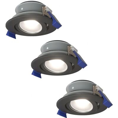 HOFTRONIC - Set van 3 LED-Einbaustrahlers - Kippbar - 6000K - IP65 - Außen & Bad HOFTRONIC - Set van 3 LED-Einbaustrahlers - Kippbar - 6000K - IP65 - Außen & Bad