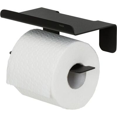 Support WC Colar avec Étagère - Noir Mat Support WC Colar avec Étagère - Noir Mat