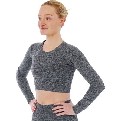 Xtreme - Croptop lange mouwen - Antraciet Melange - S t/m XL - Crop Top Xtreme - Croptop lange mouwen - Antraciet Melange - S t/m XL - Crop Top