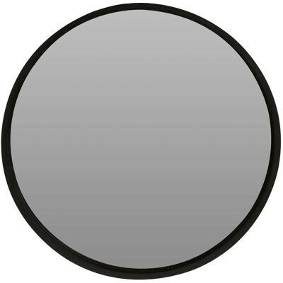 KOOPMAN Czarne drewniane okrągłe lustro na ścianę - Nowoczesny styl - 50cm KOOPMAN Czarne drewniane okrągłe lustro na ścianę - Nowoczesny styl - 50cm