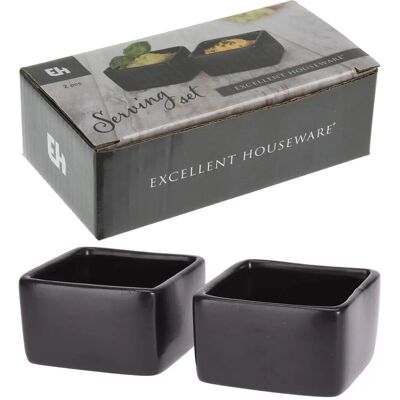 Excellent Houseware Schwarze Keramikschalen - Schalen für Snacks & Dips Excellent Houseware Schwarze Keramikschalen - Schalen für Snacks & Dips