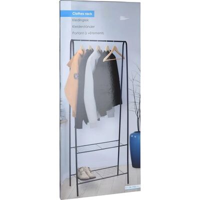VidaXL Garderobe - 2 Ablagen - Schwarz - 61x34x152 cm - Kleiderständer VidaXL Garderobe - 2 Ablagen - Schwarz - 61x34x152 cm - Kleiderständer