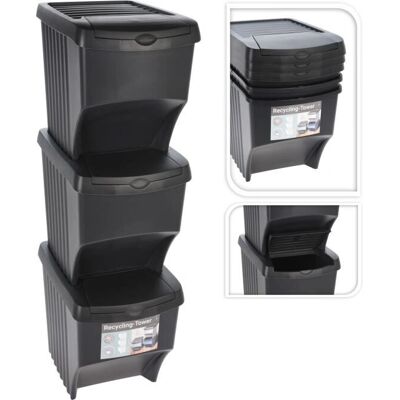 Unbranded Recycle Bins - 3 x 22L Skládací odpadkové koše Unbranded Recycle Bins - 3 x 22L Skládací odpadkové koše
