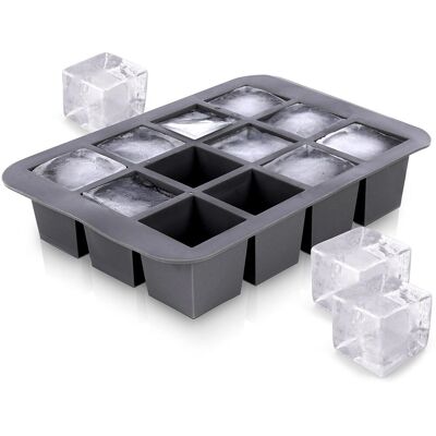 Excellent Houseware Große Silikon-Eiswürfelform für 12 quadratische Eiswürfel Excellent Houseware Große Silikon-Eiswürfelform für 12 quadratische Eiswürfel