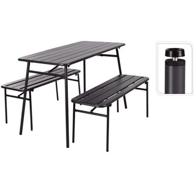 Ensemble Table et Banc de Jardin ProGarden - Acier Gris - Mobilier Extérieur - Publicité Ensemble Table et Banc de Jardin ProGarden - Acier Gris - Mobilier Extérieur - Publicité