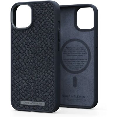 Coque MagSafe en cuir de saumon ELEMENTS Njord pour iPhone 14 - Noir - Publicité Coque MagSafe en cuir de saumon ELEMENTS Njord pour iPhone 14 - Noir - Publicité