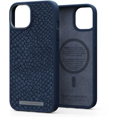 Housse en Cuir de Saumon Njord byELEMENTS pour iPhone 14 - Bleu - MagSafe - Publicité Housse en Cuir de Saumon Njord byELEMENTS pour iPhone 14 - Bleu - MagSafe - Publicité