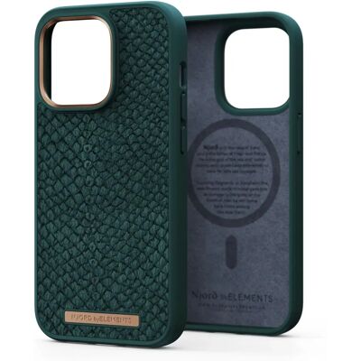 Étui MagSafe en Cuir de Saumon Njord byELEMENTS pour iPhone 14 Pro - Vert - Publicité Étui MagSafe en Cuir de Saumon Njord byELEMENTS pour iPhone 14 Pro - Vert - Publicité