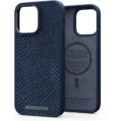 Coque en Salmon Leather Njord byELEMENTS pour iPhone 14 Pro Max - Bleu - Publicité Coque en Salmon Leather Njord byELEMENTS pour iPhone 14 Pro Max - Bleu - Publicité